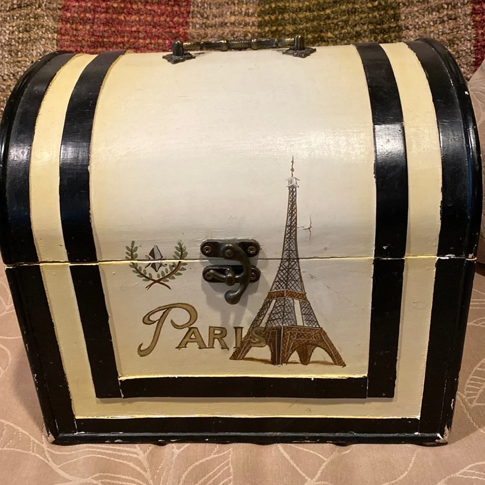 Vintage Paris Wooden Dome Top Metal Latch Box